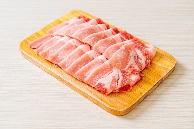 Fresh raw pork sirloin sliced