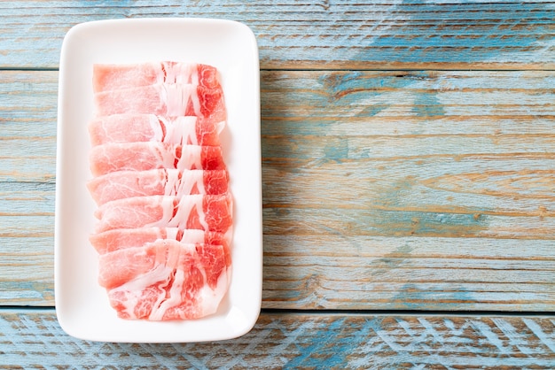 fresh raw pork sirloin sliced