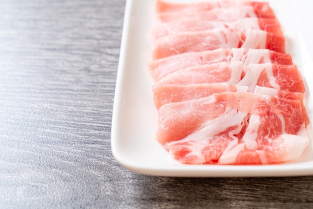 fresh raw pork sirloin sliced