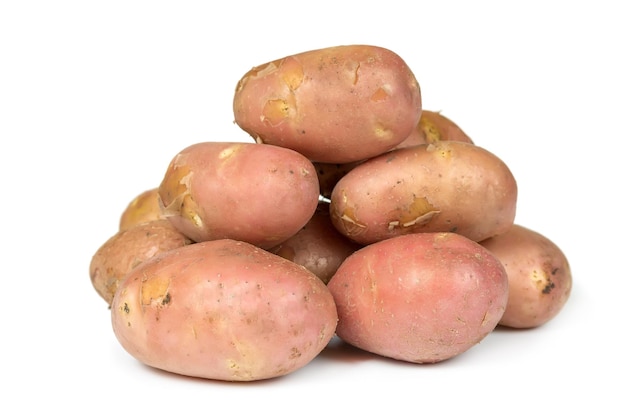 Fresh raw potatoes isolated on white background