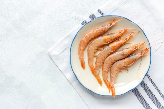 Fresh raw prawns prepared for cooking