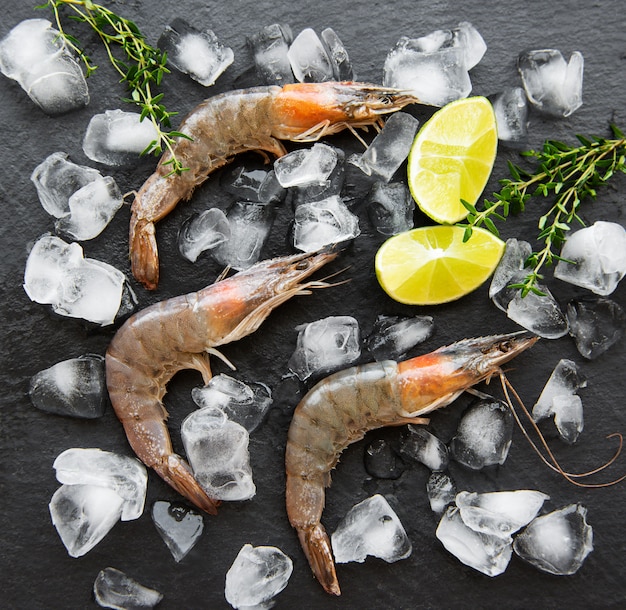 Fresh raw prawns