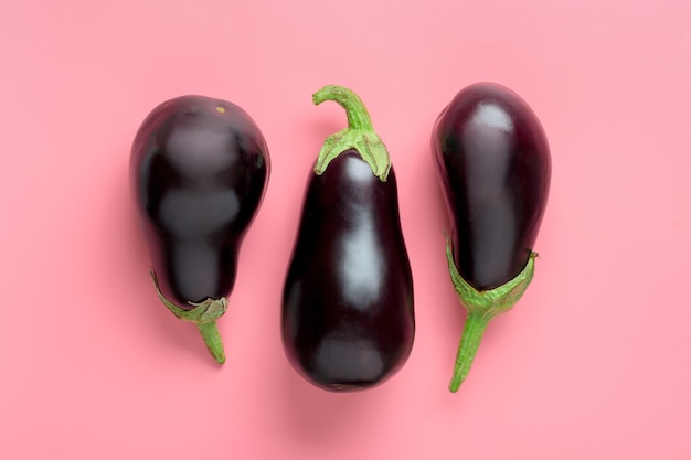 Fresh and raw purple eggplant isolated