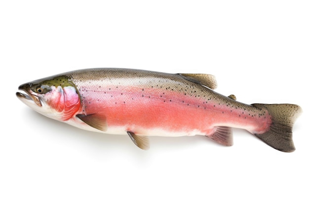 Fresh raw rainbow trout fish on white background