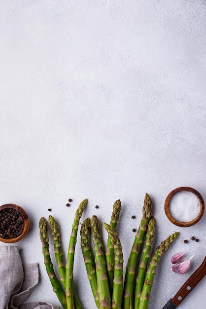 Fresh raw ripe green asparagus