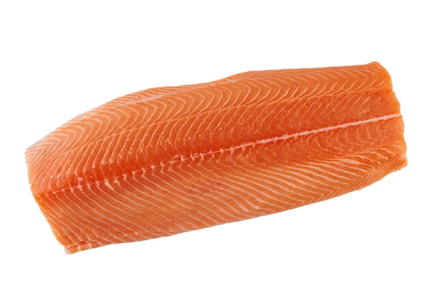 Fresh raw salmon fillet isolated on white surface