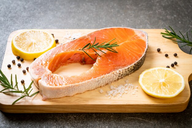 fresh raw salmon fillet steak