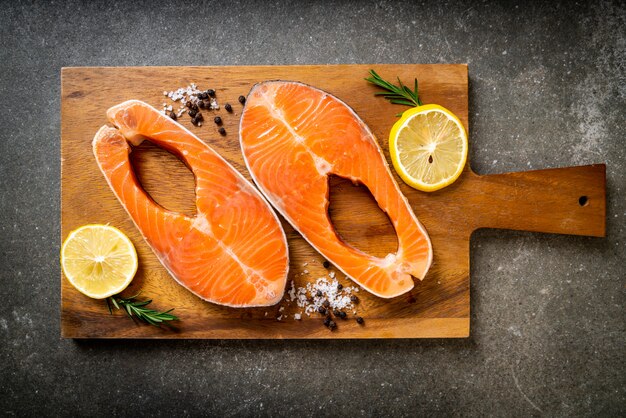 fresh raw salmon fillet steak