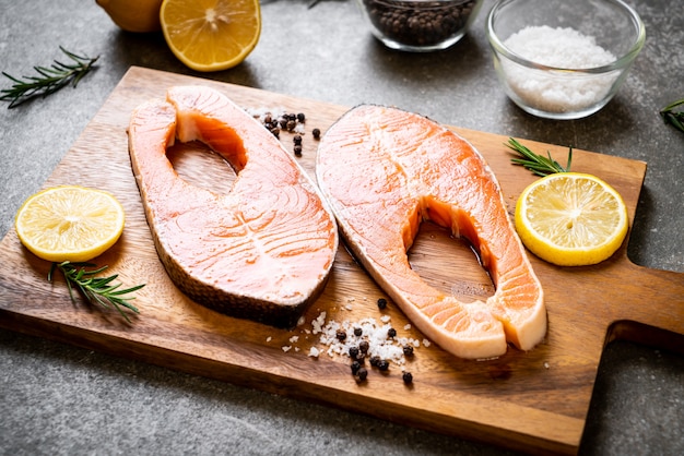 fresh raw salmon fillet steak