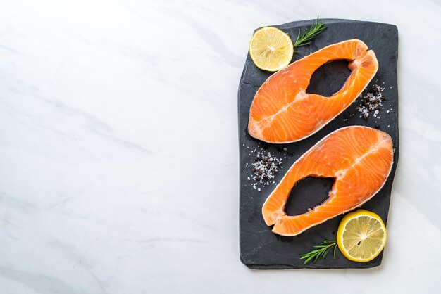 fresh raw salmon fillet steak