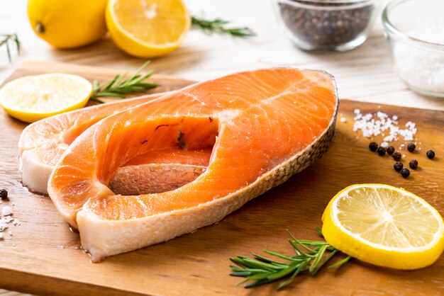 fresh raw salmon fillet steak