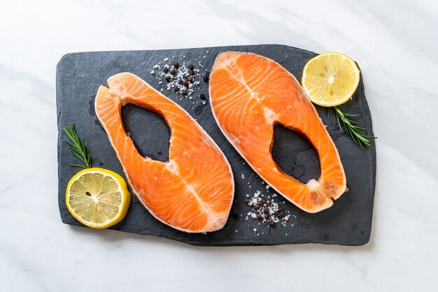 fresh raw salmon fillet steak