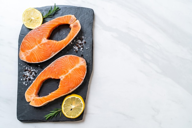 Fresh raw salmon fillet steak