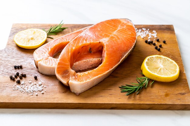 fresh raw salmon fillet steak