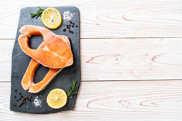 fresh raw salmon fillet steak