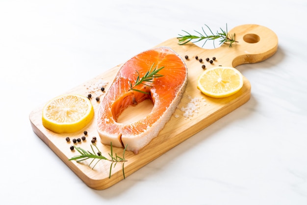 fresh raw salmon fillet steak