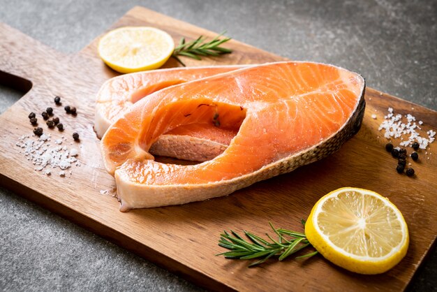 fresh raw salmon fillet steak