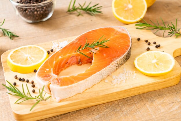 fresh raw salmon fillet steak