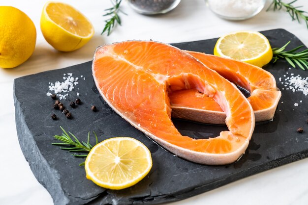 fresh raw salmon fillet steak