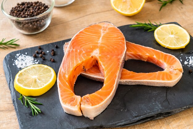 fresh raw salmon fillet steak