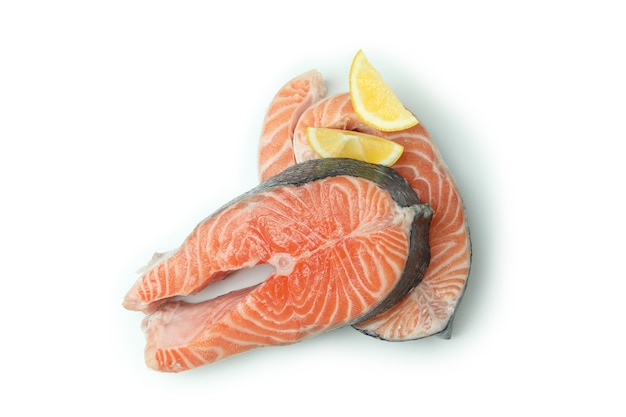 Fresh raw salmon isolated on white