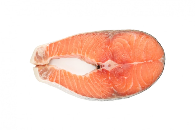 Fresh raw salmon meat isolated on white isolated