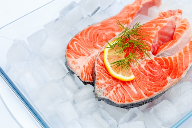 Fresh Raw Salmon Red Fish Steak