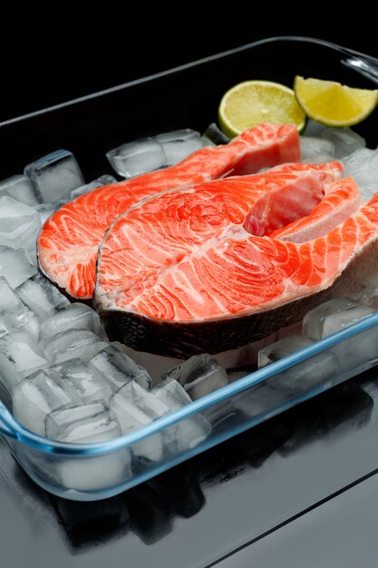 Fresh Raw Salmon Red Fish Steak