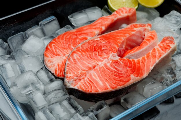 Fresh Raw Salmon Red Fish Steak