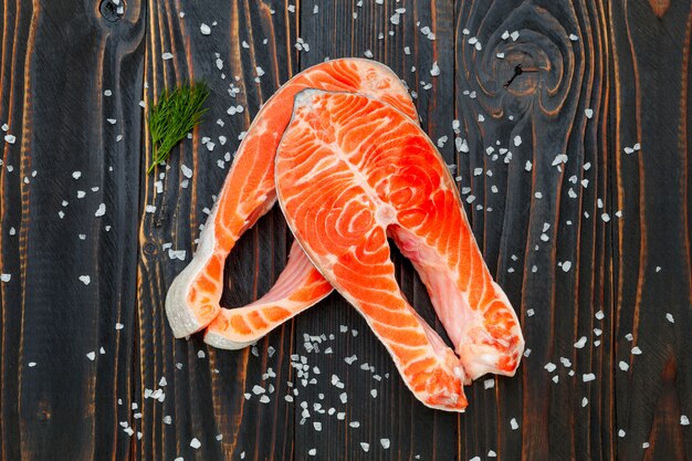 Fresh Raw Salmon Red Fish Steak