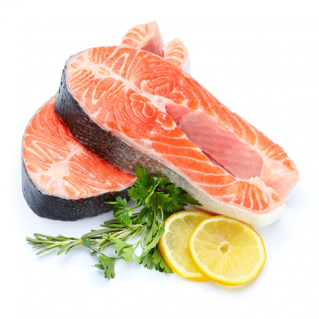 Fresh Raw Salmon Red Fish Steak