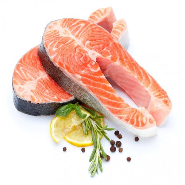 Fresh Raw Salmon Red Fish Steak