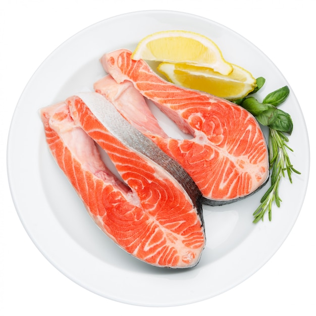 Fresh Raw Salmon Red Fish Steak