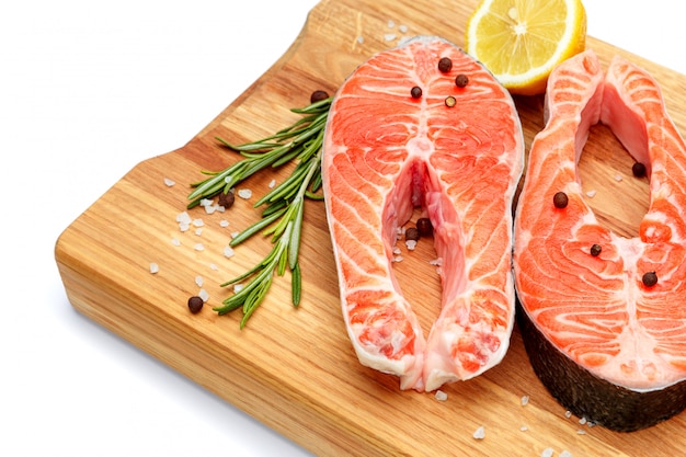 Fresh Raw Salmon Red Fish Steak