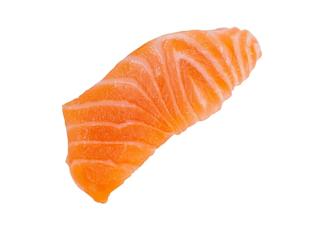 Fresh raw salmon slice sashimi fillet isolated on white background