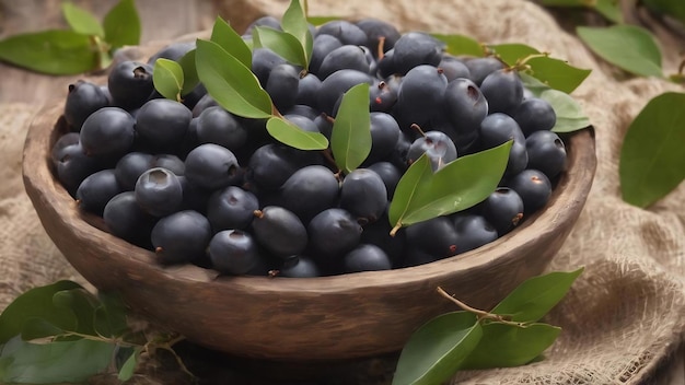 Photo fresh raw silverberry fruits in bowl with bunch of silverberry tree oleaster or russian olive ela