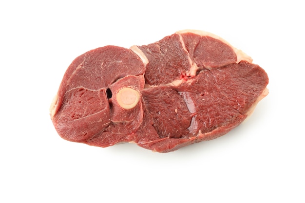 Fresh raw steak meat isolated on white