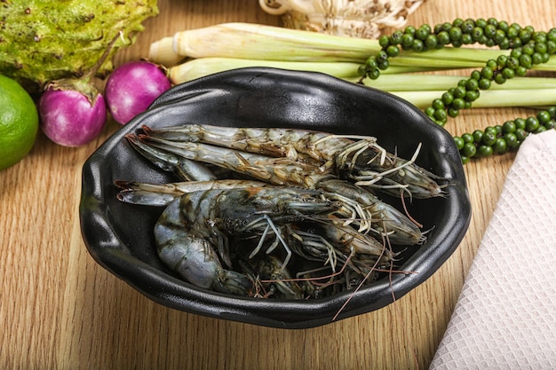 Fresh raw uncooked tiger prawn