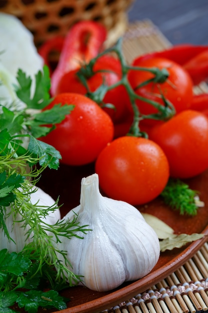 Fresh, raw vegetables on the table