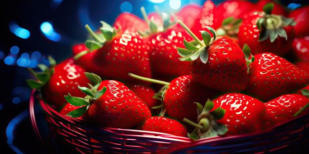 Fresh raw vegetarian red green berry strawberry in basket Market plant farmer harvest