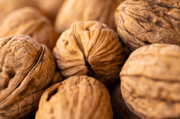 Fresh raw walnuts at the market