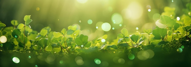 희망 의 신선 한 광선 태양 빛 아래 빛나는 초록색 식물