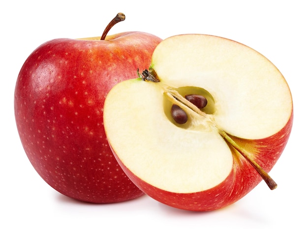 Fresh red apple isolated on white with clipping path