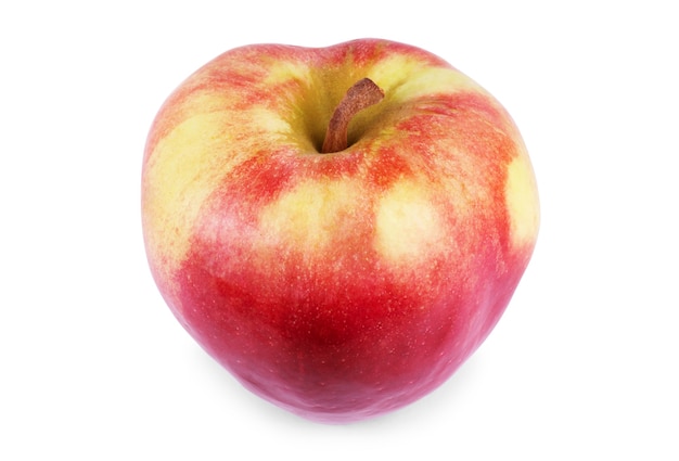 白で分離された新鮮な赤いリンゴ。クリッピングパスあり