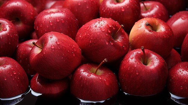 Photo fresh red apples as background closeup view