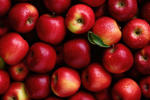 Fresh red apples background Generative AI