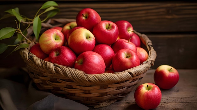 Fresh red apples in the basket