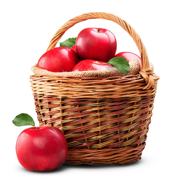 Fresh red apples isolated on white