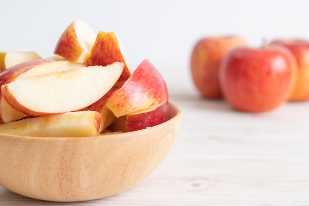 Fresh red apples sliced bowl