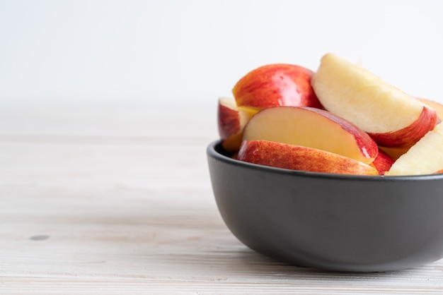 Fresh red apples sliced bowl